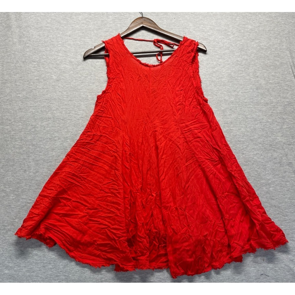 Ecote Swing Dress Womens Small Red Flared Hem Sleeveless Tie Back Scoop Neck